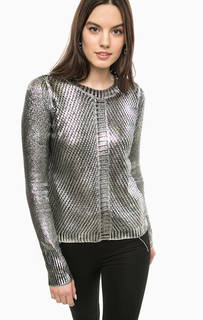 Джемпер крупной вязки серебристого цвета Guess