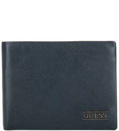 Кожаное портмоне синего цвета Guess