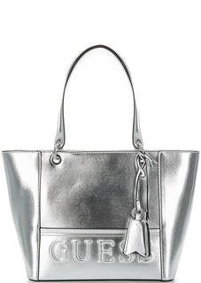 Серебристая сумка на молнии Guess