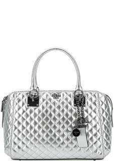 Стеганая сумка серебристого цвета Guess
