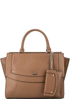 Коричневая сумка с короткими ручками Guess