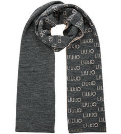 Серый шарф с логотипом бренда Liu Jo