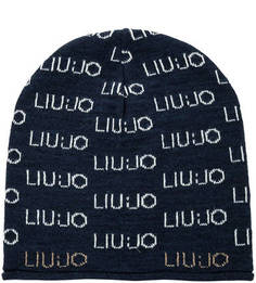Синяя шапка с логотипом бренда Liu Jo
