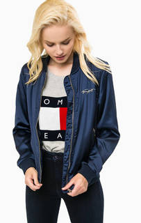 Синяя ветровка с вышивкой на спине Hilfiger Denim