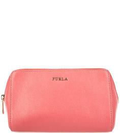 Коралловая косметичка из сафьяновой кожи Furla