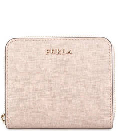 Бежевый кожаный кошелек на молнии Furla