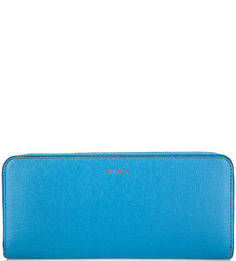 Синий кошелек из натуральной кожи Furla