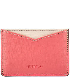 Коралловая визитница из натуральной кожи Furla