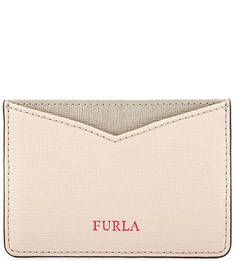 Бежевая визитница из натуральной кожи Furla