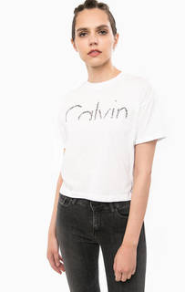 Укороченная футболка с принтом Calvin Klein Jeans
