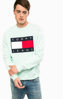 Свитшот мятного цвета с логотипом бренда Hilfiger Denim