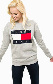 Серый свитшот с логотипом бренда Hilfiger Denim