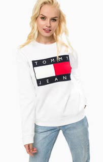 Белый свитшот с логотипом бренда Hilfiger Denim