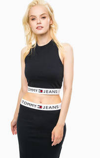 Темно-синий топ с логотипом бренда Hilfiger Denim