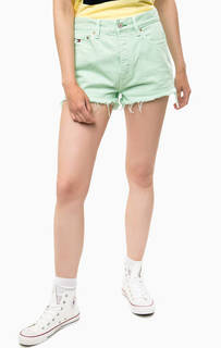 Джинсовые шорты мятного цвета с высокой посадкой Hilfiger Denim