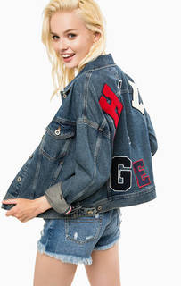 Синяя джинсовая куртка с нашивками Hilfiger Denim