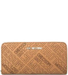 Бежевый кошелек на молнии Love Moschino