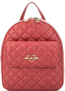 Красный стеганый рюкзак на молнии Love Moschino