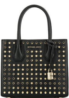 Черная кожаная сумка с металлическим декором Michael Michael Kors