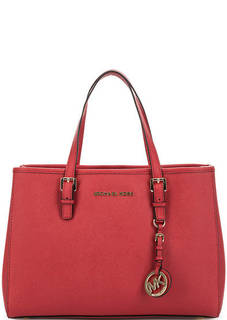Красная кожаная сумка с двумя отделами Michael Michael Kors