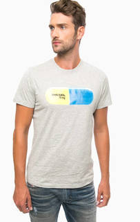 Хлопковая футболка с контрастным принтом Diesel