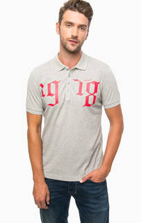 Серая футболка поло с принтом Diesel