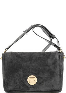 Серая замшевая сумка с одним отделом Coccinelle