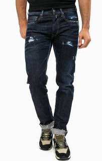 Зауженны джинсы с заломами и потертостями Replay