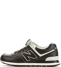 Кожаные кроссовки коричневого цвета New Balance