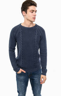 Синий свитер с вязаным узором Hilfiger Denim