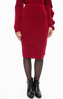 Вязаная юбка из шерсти бордового цвета Pinko