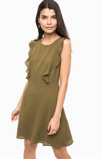 Приталенное платье цвета хаки с оборками Vero Moda