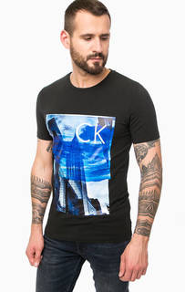 Черная хлопковая футболкас принтом Calvin Klein Jeans