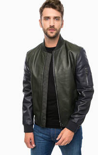Кожаная куртка с контрастными рукавами Tommy Hilfiger