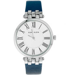 Часы с синим кожаным браслетом Anne Klein