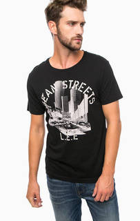 Черная хлопковая футболка спринтом Lee