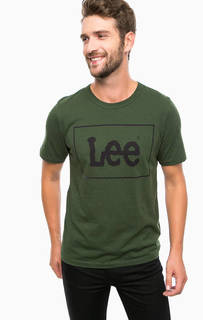 Зеленая хлопковая футболка с принтом Lee