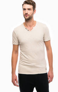 Хлопковая футболка с декоративными пуговицами Jack & Jones