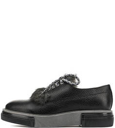 Кожаные полуботинки с меховыми вставками Pollini