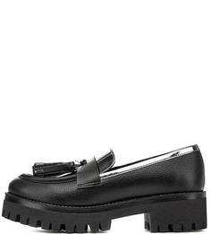 Лоферы с серебристыми лаковыми вставками Pollini