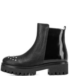 Черные полусапоги с металлическим декором Pollini