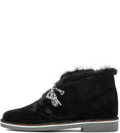 Замшевые ботинки с меховыми вставками Pollini