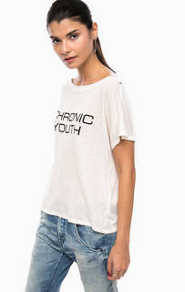 Хлопковая футболка оверсайз с принтом Diesel