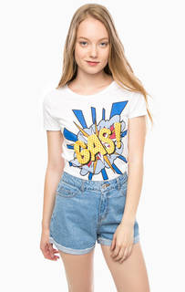 Белая футболка из хлопка с принтом Gas