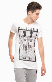 Белая футболка с принтом Religion