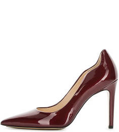 Бордовые кожаные туфли на высоком каблуке Högl