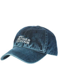 Бейсболка из денима с кожаной вставкой Hilfiger Denim