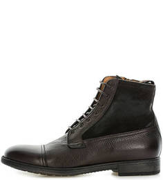 Коричневые кожаные ботинки на молнии и шнуровке Geox