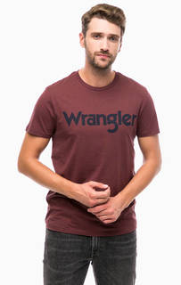 Бордовая футболка с логотипом бренда Wrangler