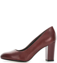 Бордовые кожаные туфли на высоком каблуке S.Oliver